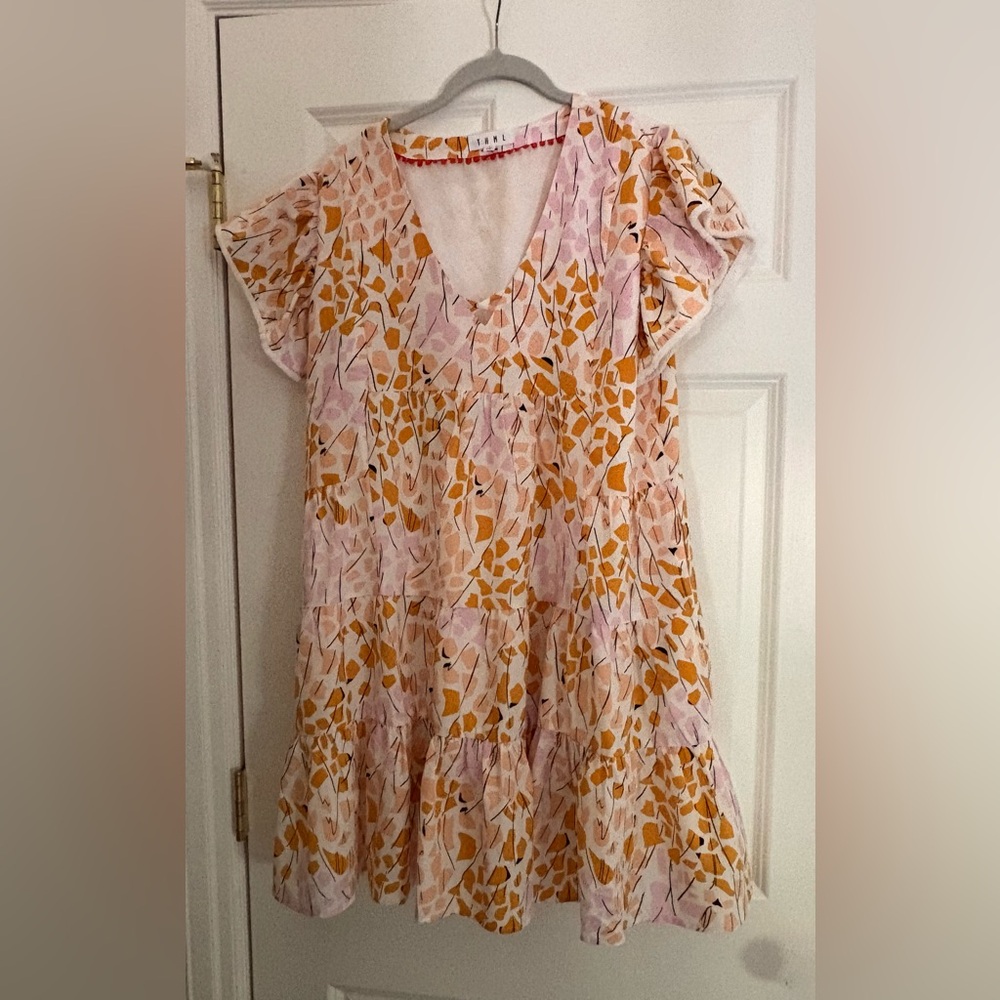 THML White Cream Ruffled Sundress with Flutter Sleeves